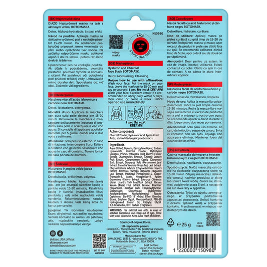 Dizao Hyaluron and Charcoal Face Black Botomask